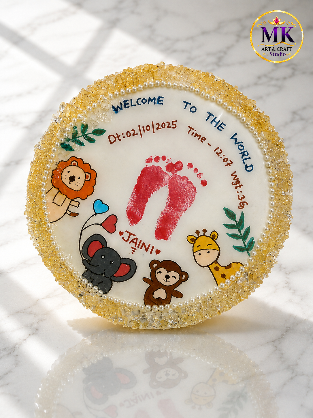 Safari Joy Baby Birth Keepsake Resin Frame