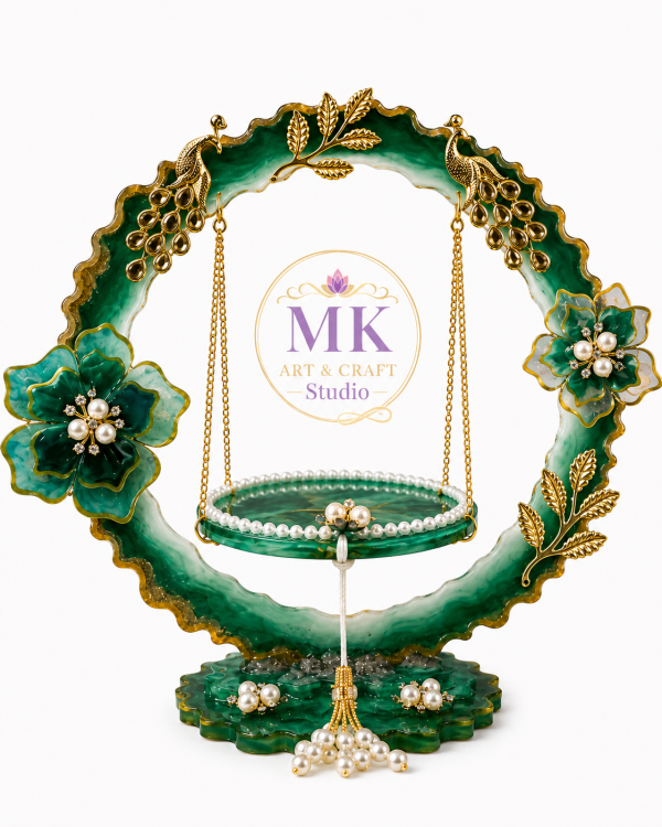 Emerald Peacock Blossom Resin Jhula