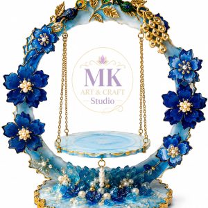 Royal Azure Peacock Floral Resin Jhula