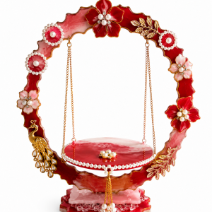 Crimson Rose Peacock Resin Jhula