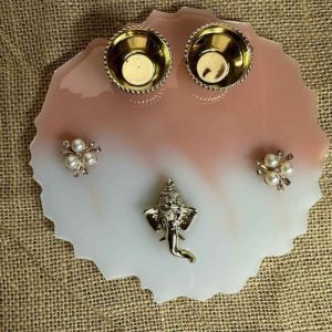 Kumkum Plate White and Light Pink