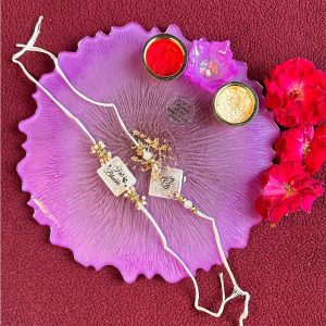 Pink Tilak Thali with Couple Rakhi