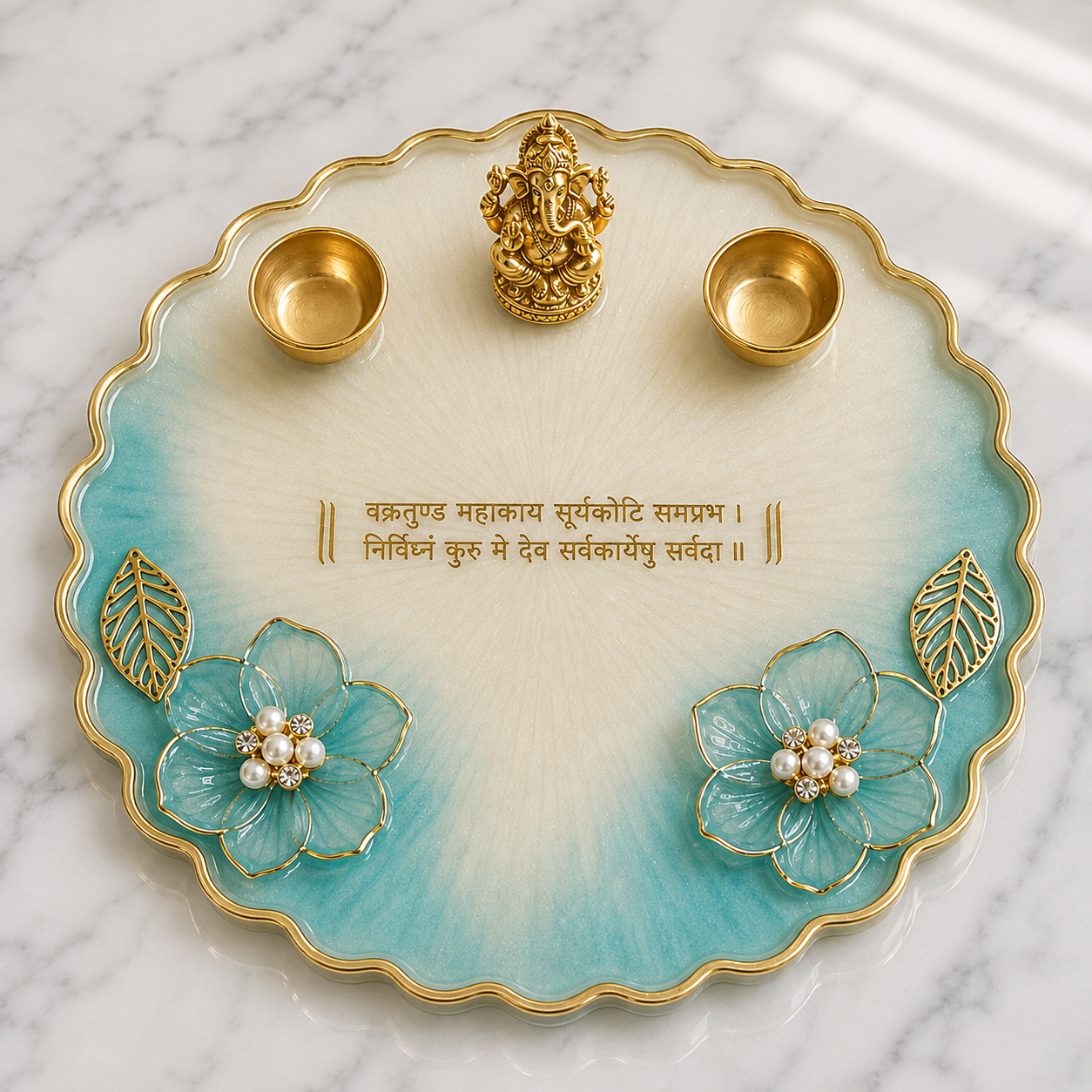 Aqua Ganesha Serenity Pooja Plate