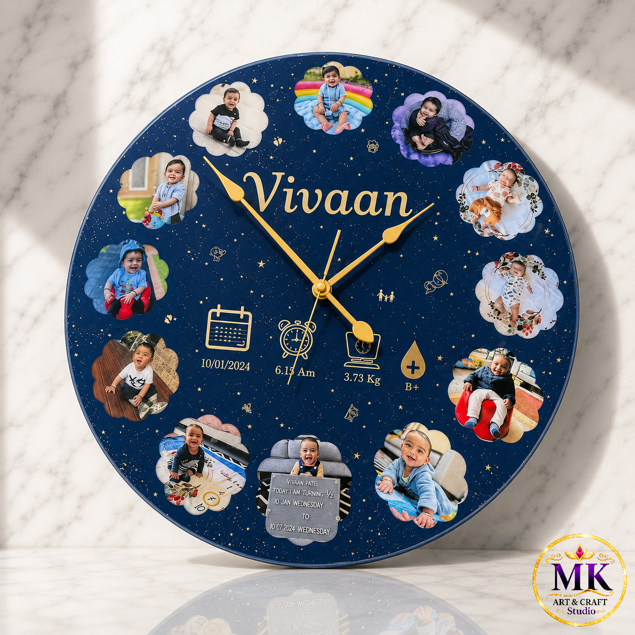 Starlight Blue Baby Journey Resin Clock