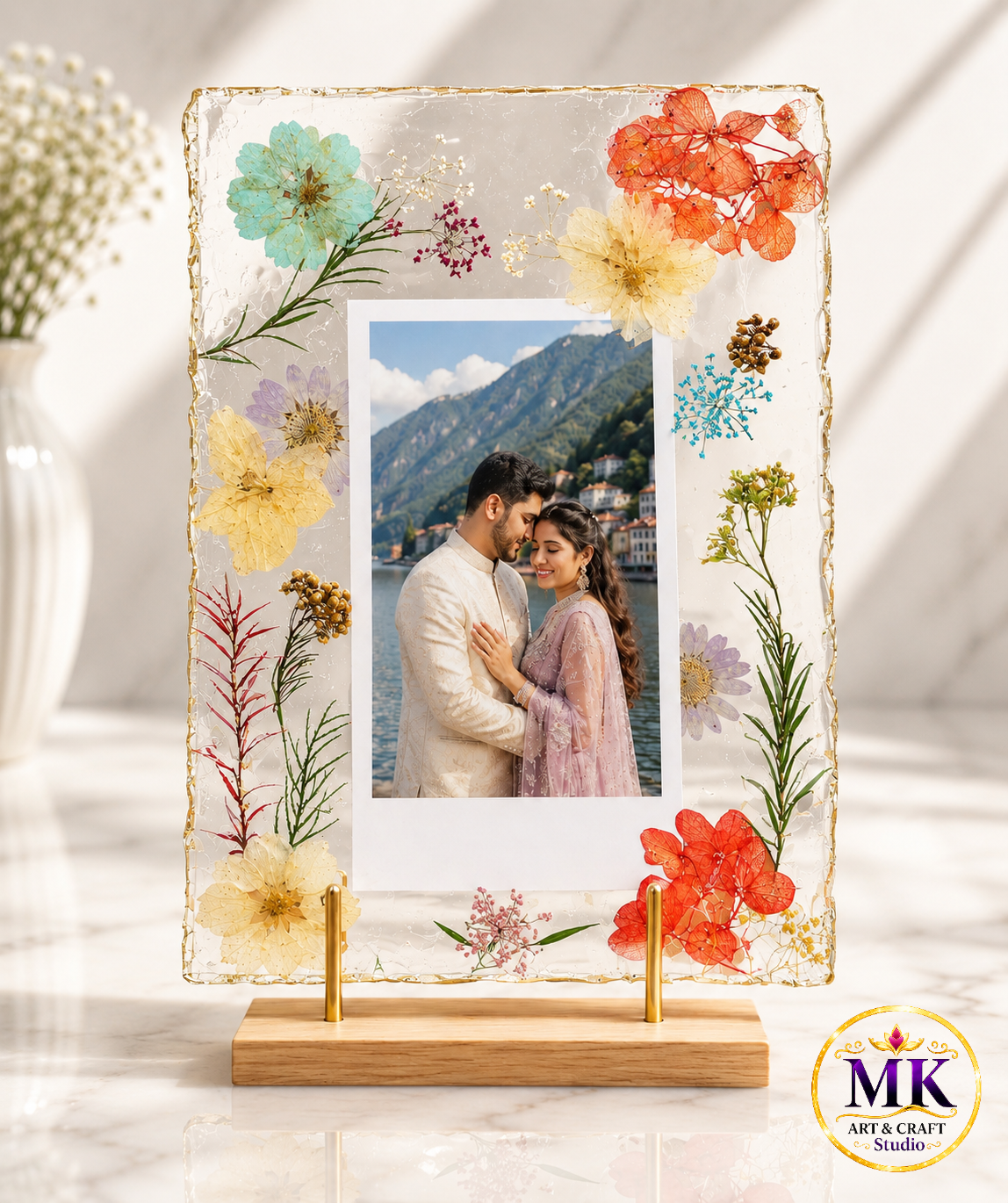 Blooming Gold Floral Resin Photo Frame