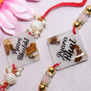 Transparent Resin Couple Rakhi