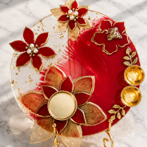 Red Royal – Decorative Puja Plate