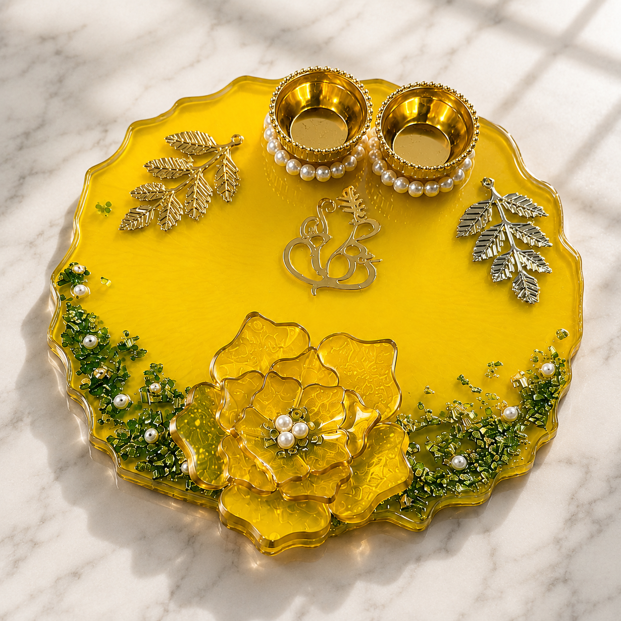 pearl Hari Floral Pooja Plate