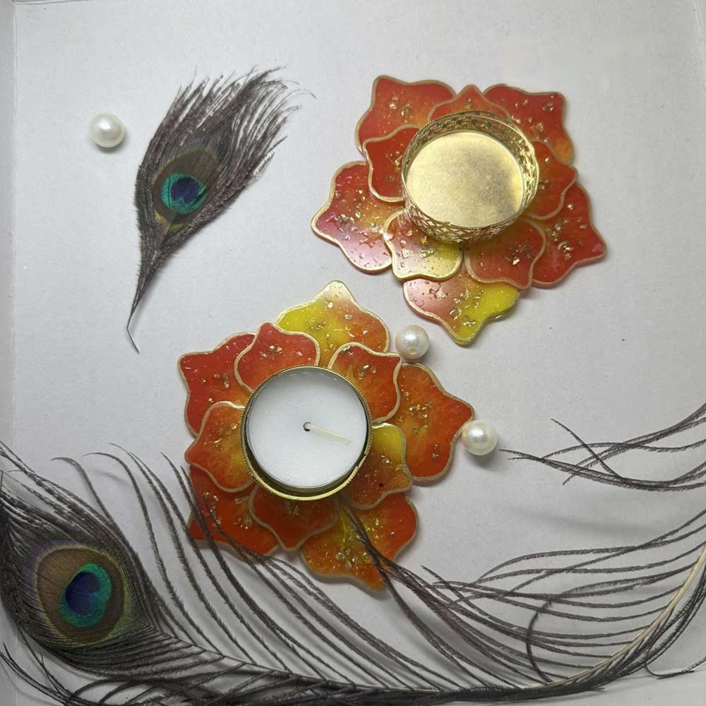 Resin Tealight Candle Holders – Elegant Home & Festive Decor | Set of 2 - Image 3